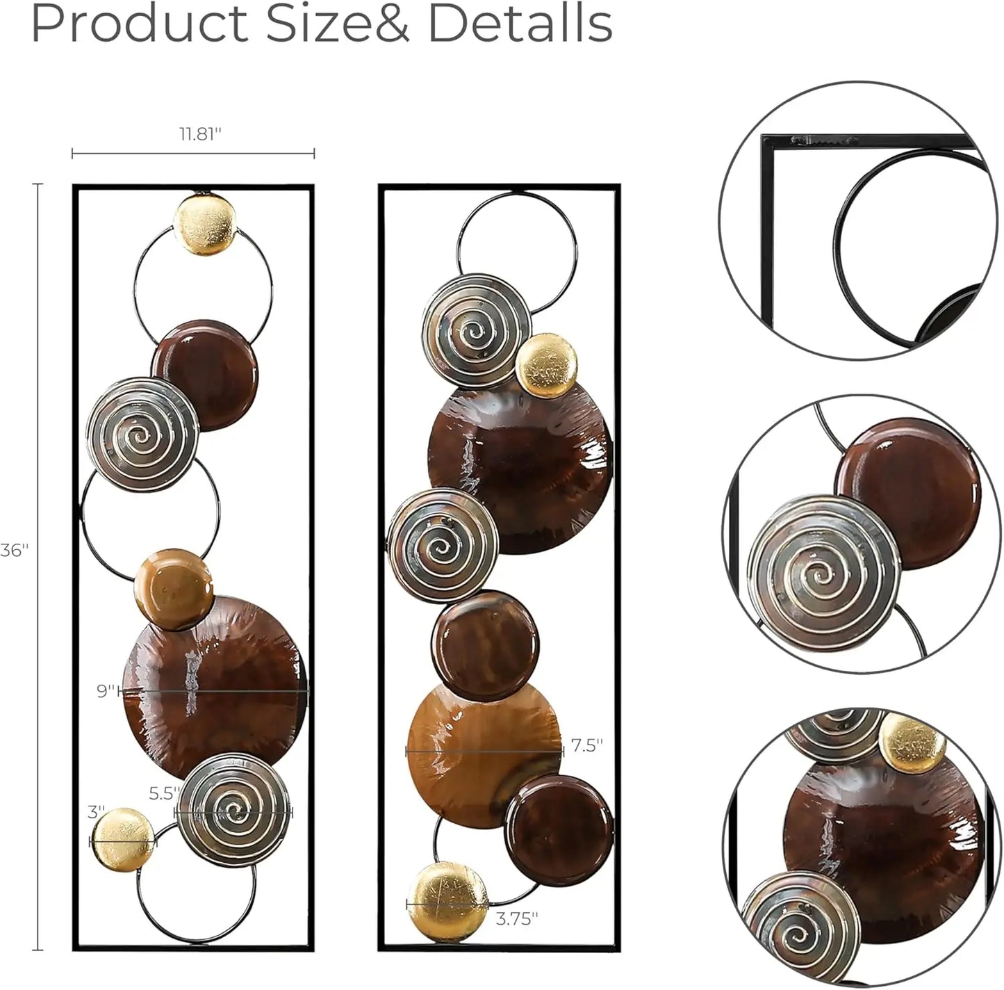 2 Pieces Abstract Metal Wall Décor