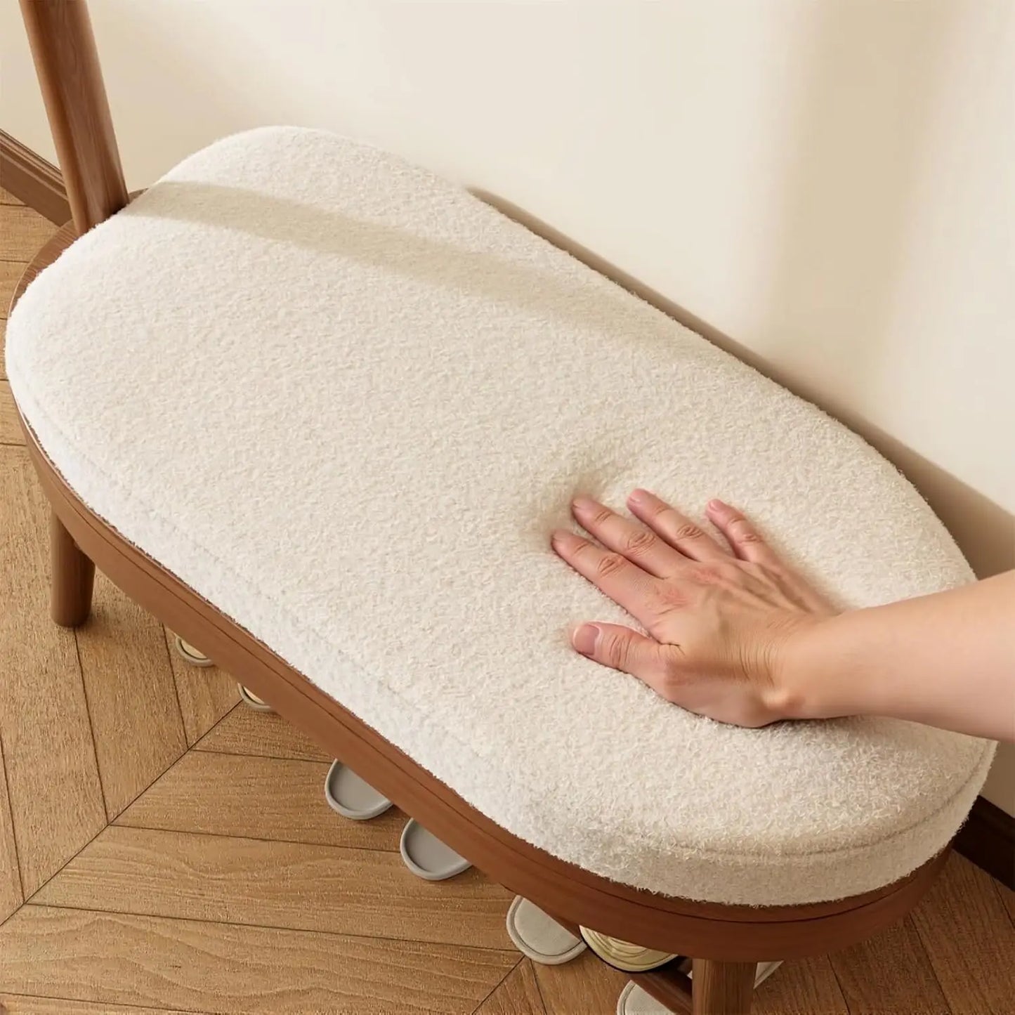 Walnut Shoe Bench and Coat Rack