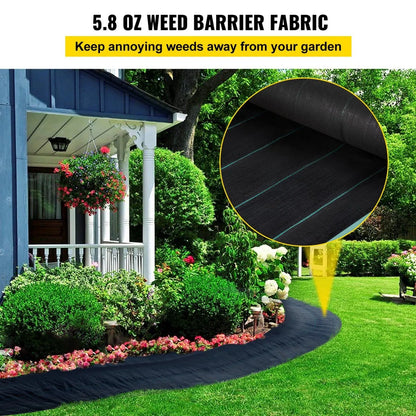 VEVOR 4x300ft 5.8oz Heavy Duty Weed Barrier Fabric - Permeable Dual-Layer Polypropylene Weed Control Mat for Garden, Agriculture