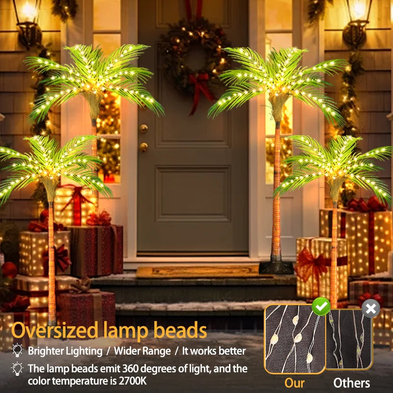 4.6ft Artificial Palm Tree Light with Remote Control for Indoor Home Decor, Pool, Garden Decor, 110 LED Lights Decoration