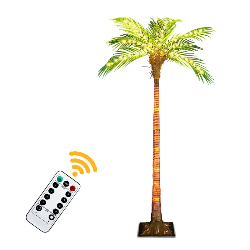 4.6ft Artificial Palm Tree Light with Remote Control for Indoor Home Decor, Pool, Garden Decor, 110 LED Lights Decoration