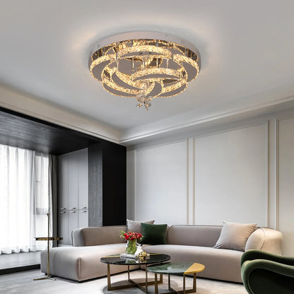 Modern Chandelier Ceiling Lamp; Luxury Crystal Led; Living, Dining Room Decor; Pendant Light; Remote Control Dimmable Luminaire Fixture