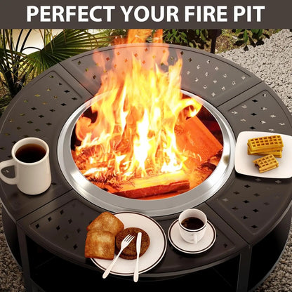 48" Fire Pit , Powder-Coated Steel Surround Table with Firewood Storage Shelf for Safety & Extra Space