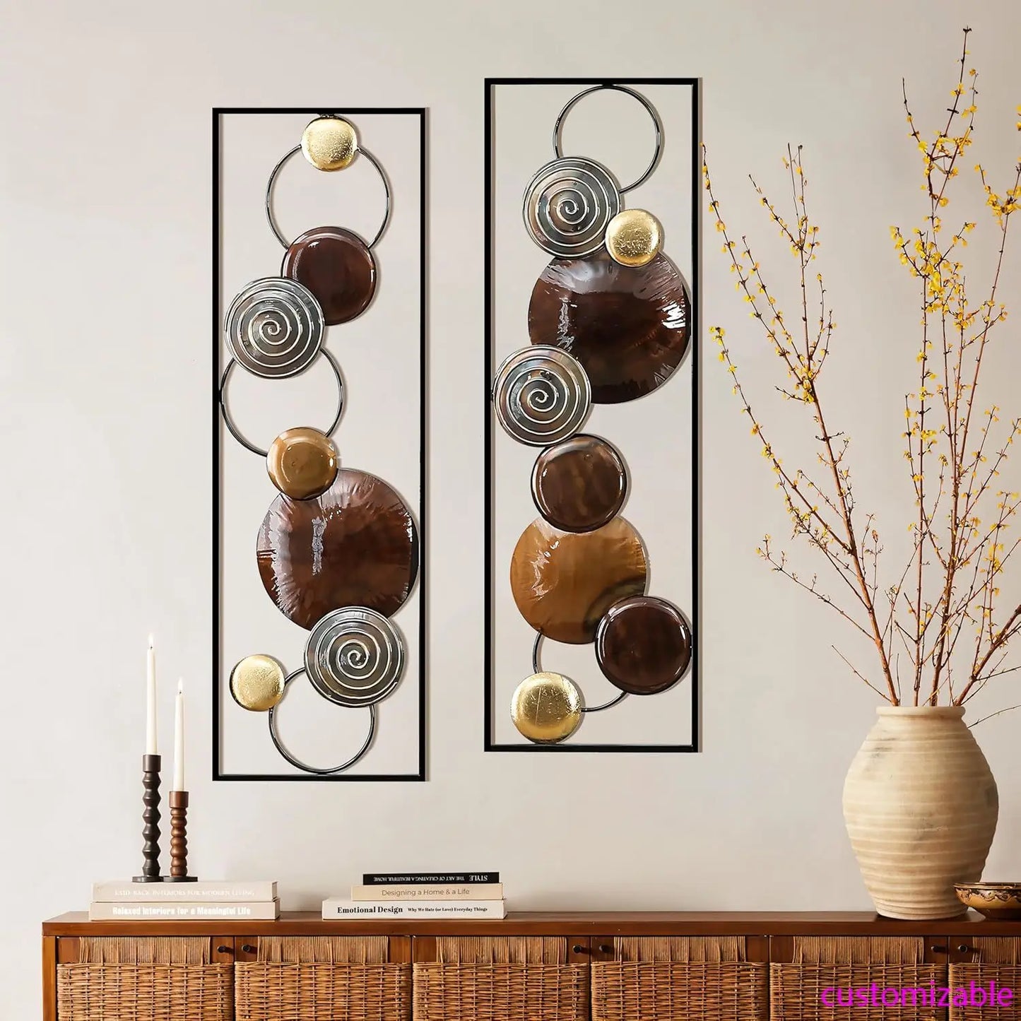 2 Pieces Abstract Metal Wall Décor