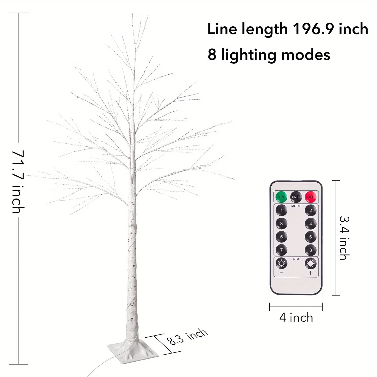 Lighted Birch Tree; Lighted Christmas Tree, 440 LED Warm 8 Lighting Modes; Artificial White Tree for Any Room