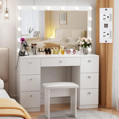 High quality Lighted Mirror Vanity with Power Outlet