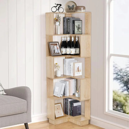 Wooden 5 Tiers Corner Bookcase,