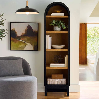 Juliet Narrow Arch Bookcase, Black Finish
