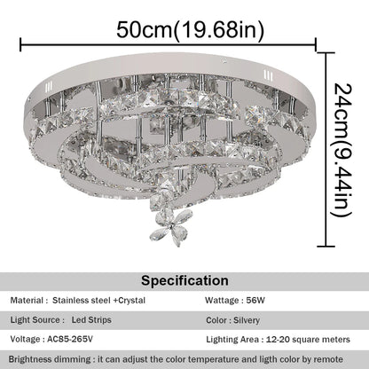 Modern Chandelier Ceiling Lamp; Luxury Crystal Led; Living, Dining Room Decor; Pendant Light; Remote Control Dimmable Luminaire Fixture