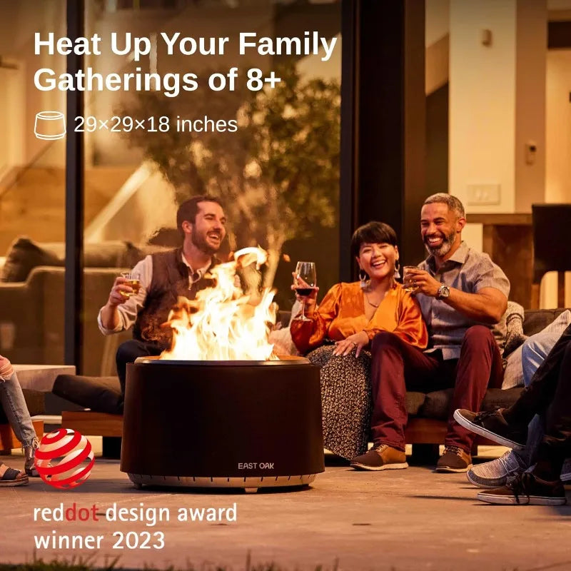 . Portable Smokeless Wood Burning Fire Pit 29", Wood Burning for Patio & Backyard