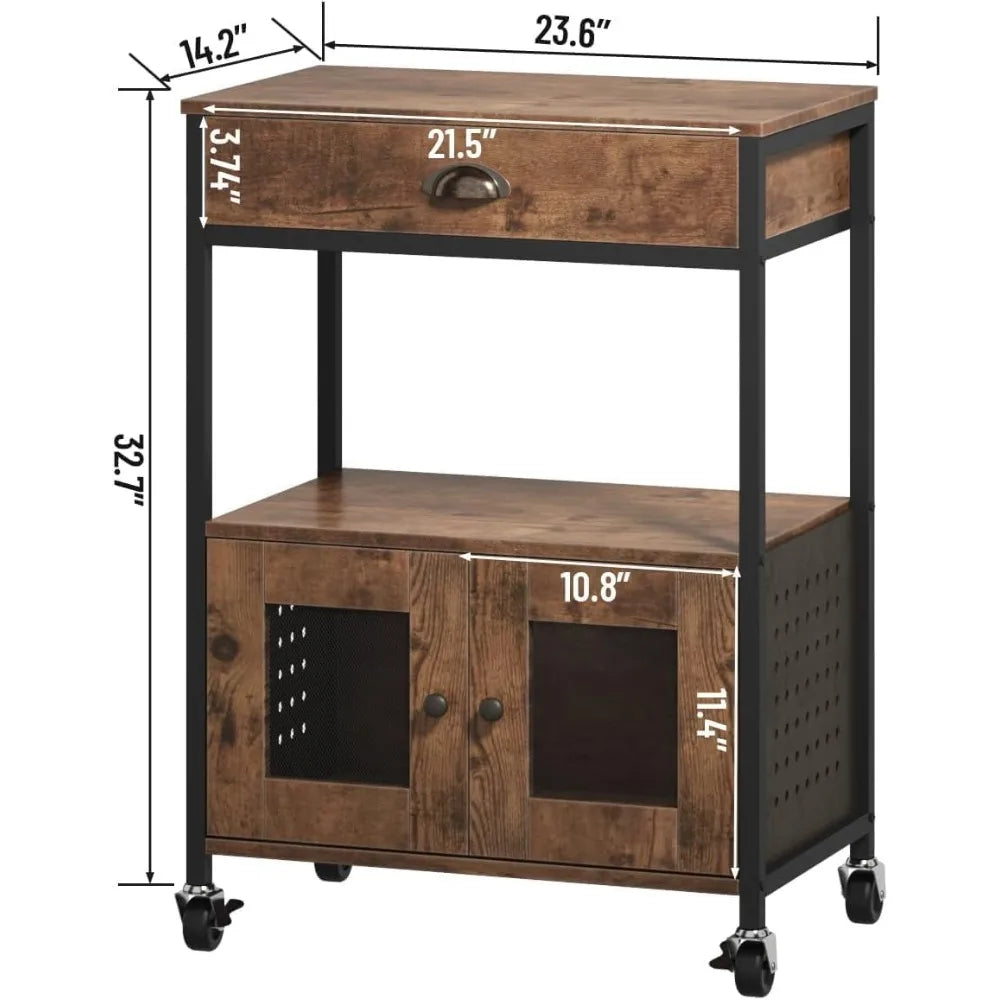 Movable Farmhouse Microwave/Coffee Station Table