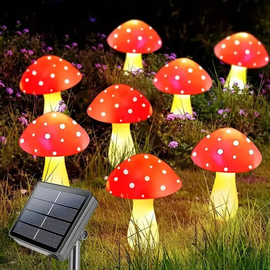 6pcs Waterproof Red Mushroom Solar Lamps for Landscape and Garden Lighting