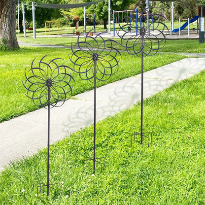 Rainbow Color Windmill Double-Layer Outdoor Wind Catcher Wear Resist Yard Ornament