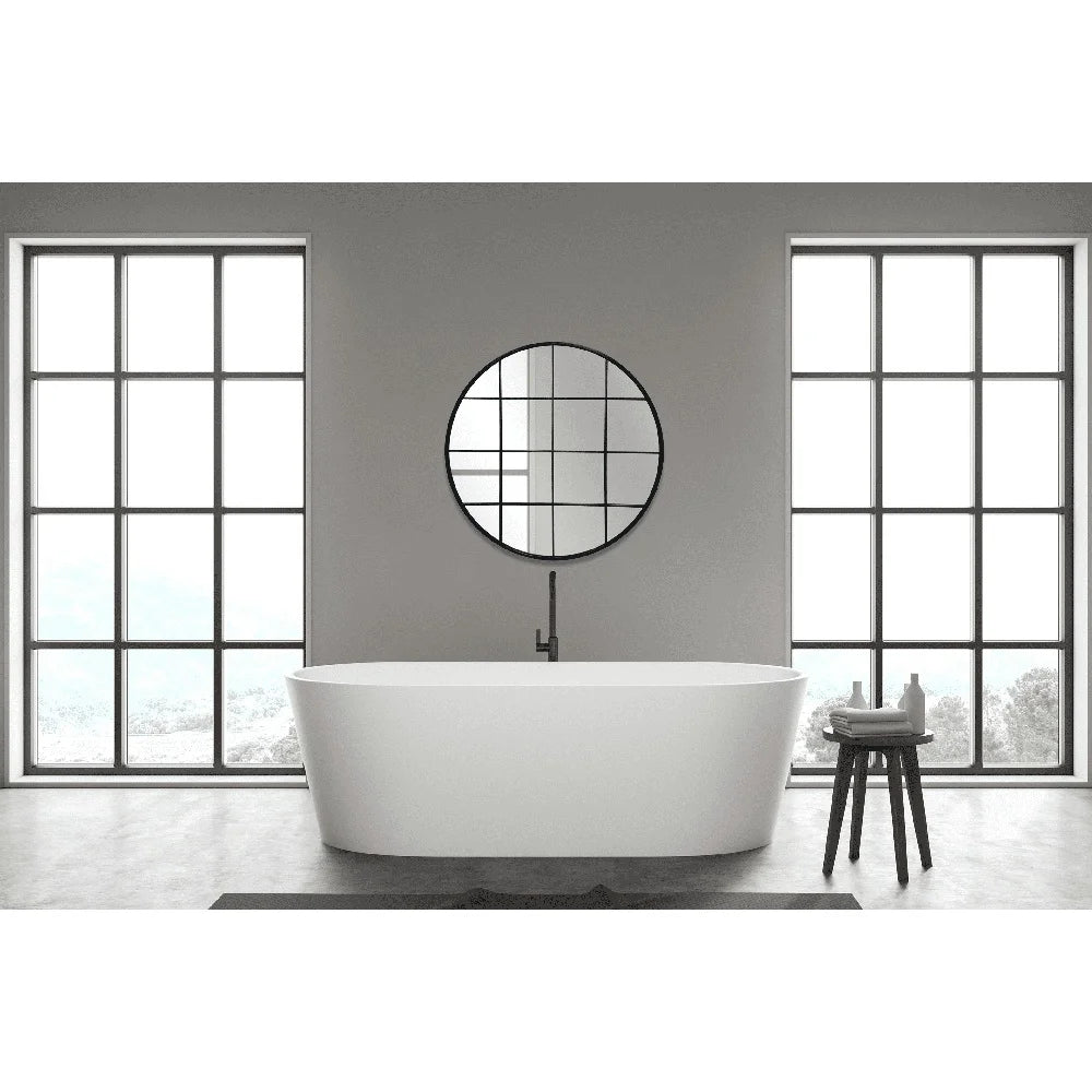 30 Inch Round Metal Windowpane Wall Mirror