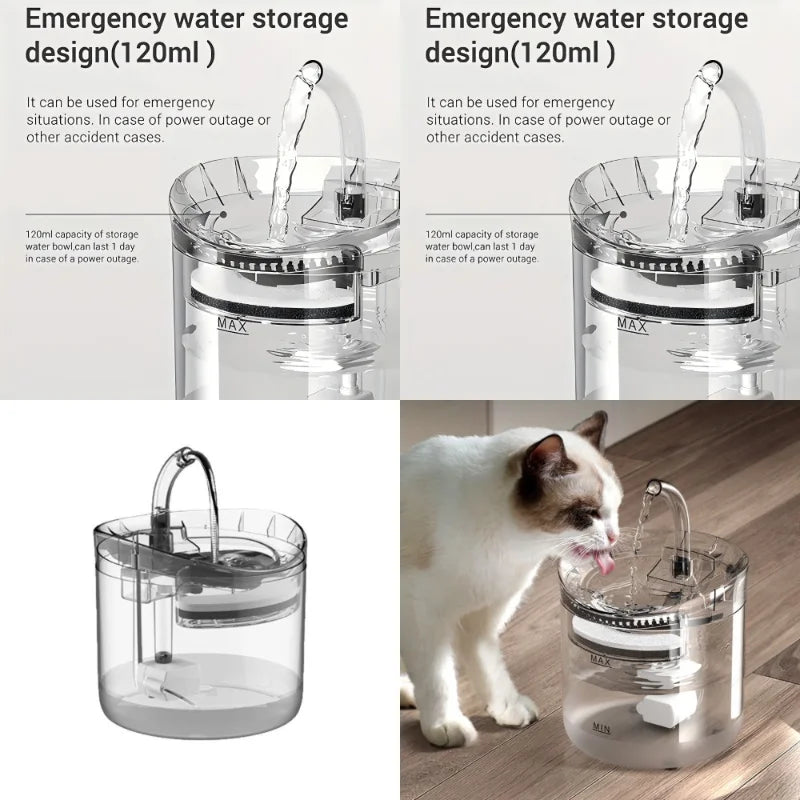1.8L Smart Pet Water Fountain with Faucet, Filter, LED Indicator, Adjustable Flow, Leak-Proof, Quiet, Energy-Efficient, Easy Clean