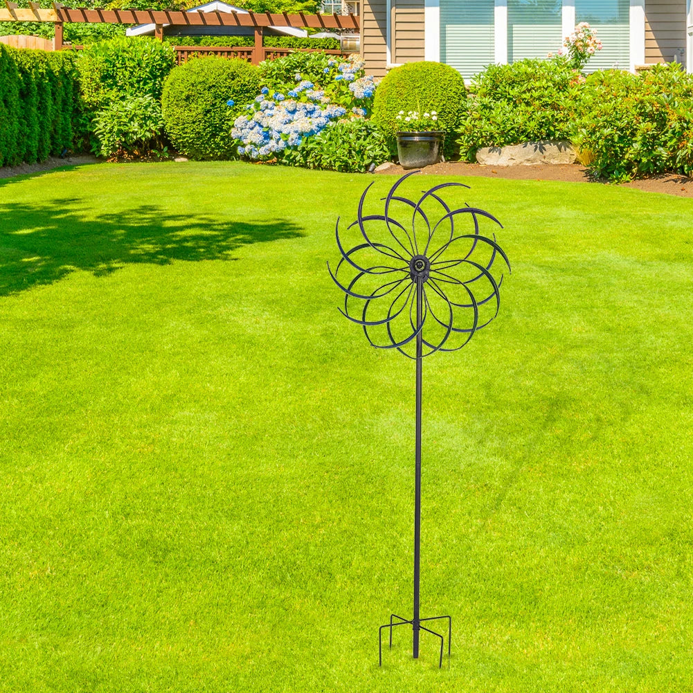 Rainbow Color Windmill Double-Layer Outdoor Wind Catcher Wear Resist Yard Ornament