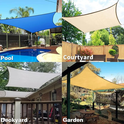 Sun Shade Rectangle Sail Curved 20'X26' Sand Outdoor Shade Cover UV Block Canopy for Patio Garden Backyard Heavy Duty Permeable