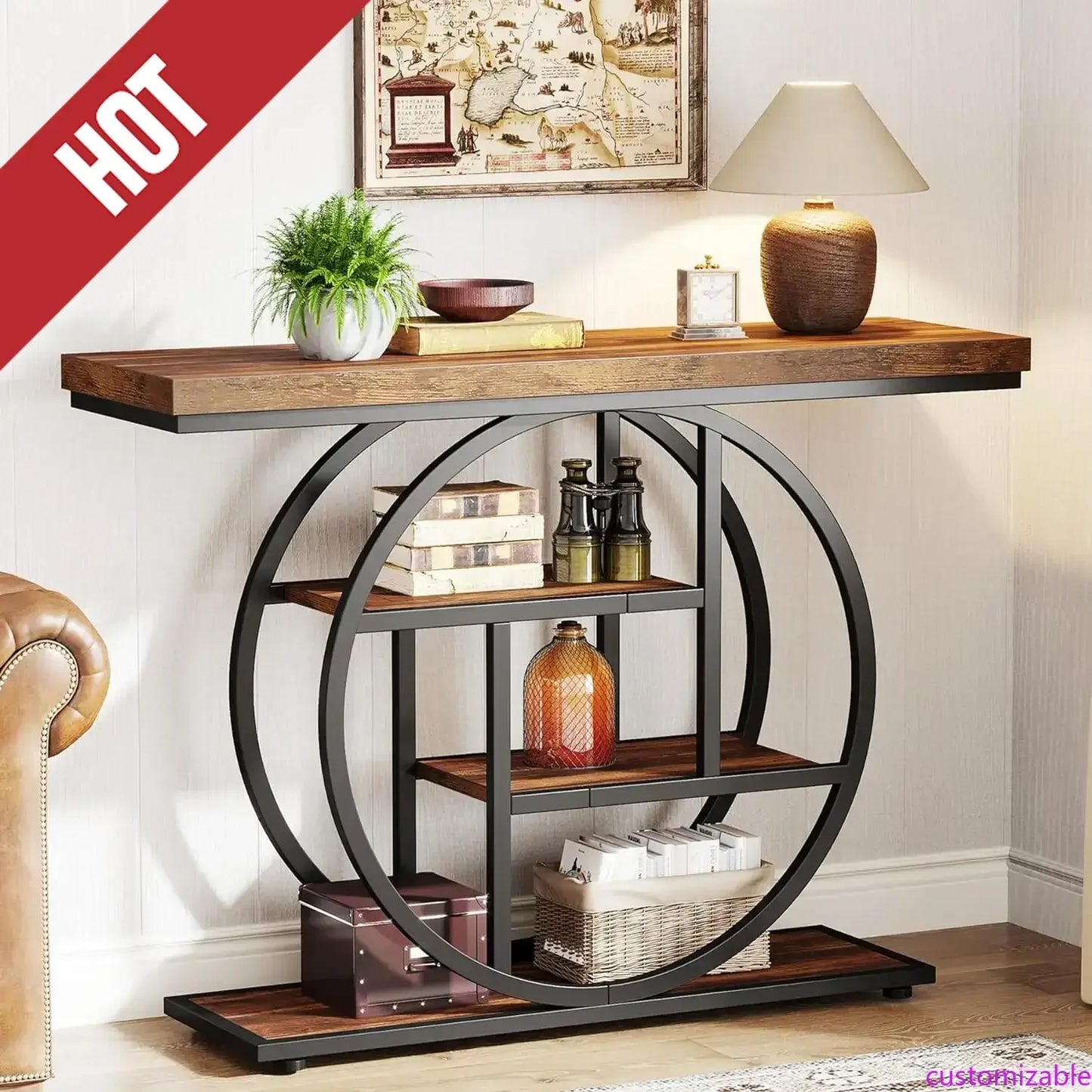 Customizable 41.3" Industrial Console Table