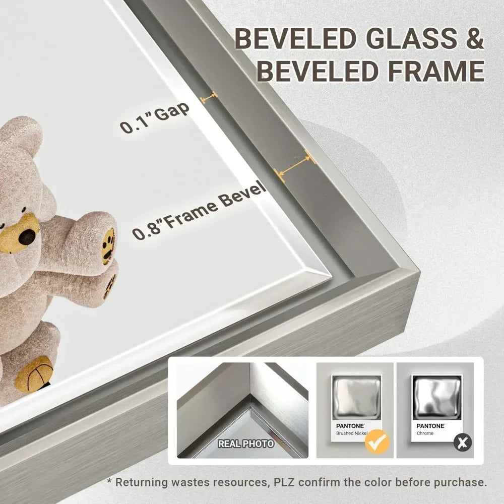 60 x 36 Beveled Framed Brushed Nickel Bathroom Mirror