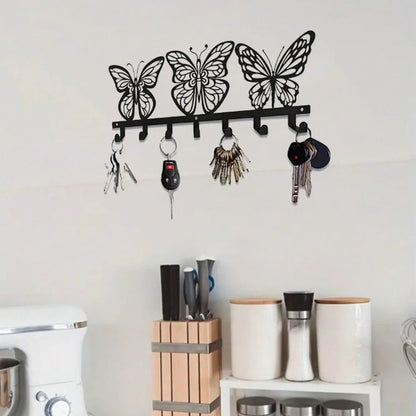 Modern Sleek 7 Hook Butterfly Key Holder – Ideal for Keys & Accessories in Entryways, Offices & More