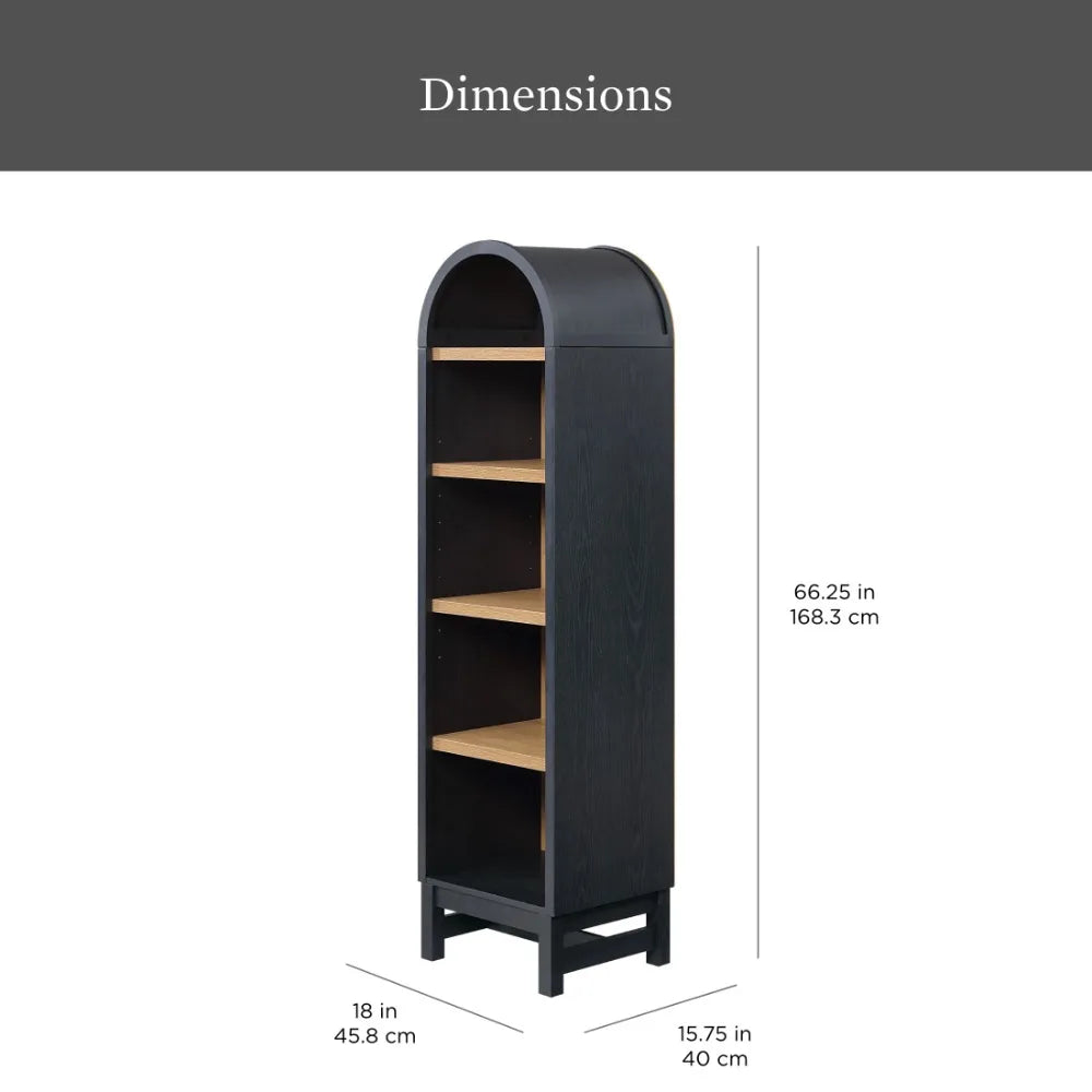 Juliet Narrow Arch Bookcase, Black Finish