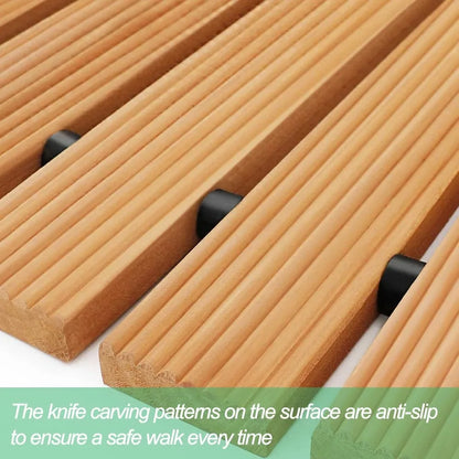 NEW 8' Wooden Garden Pathway; Outdoor Roll Out Cedar Straight Walkway, Weather-Resistant Roll Up Beach Wood Path