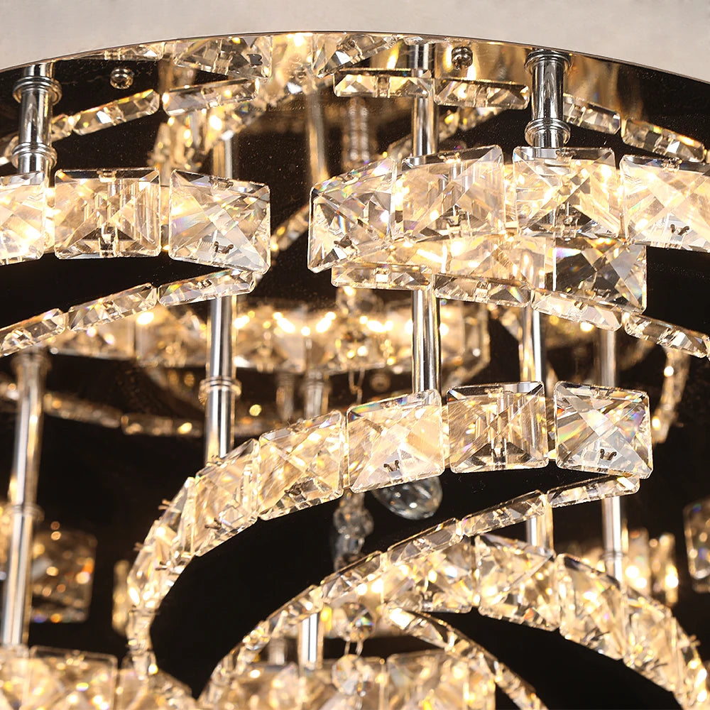 Modern Chandelier Ceiling Lamp; Luxury Crystal Led; Living, Dining Room Decor; Pendant Light; Remote Control Dimmable Luminaire Fixture