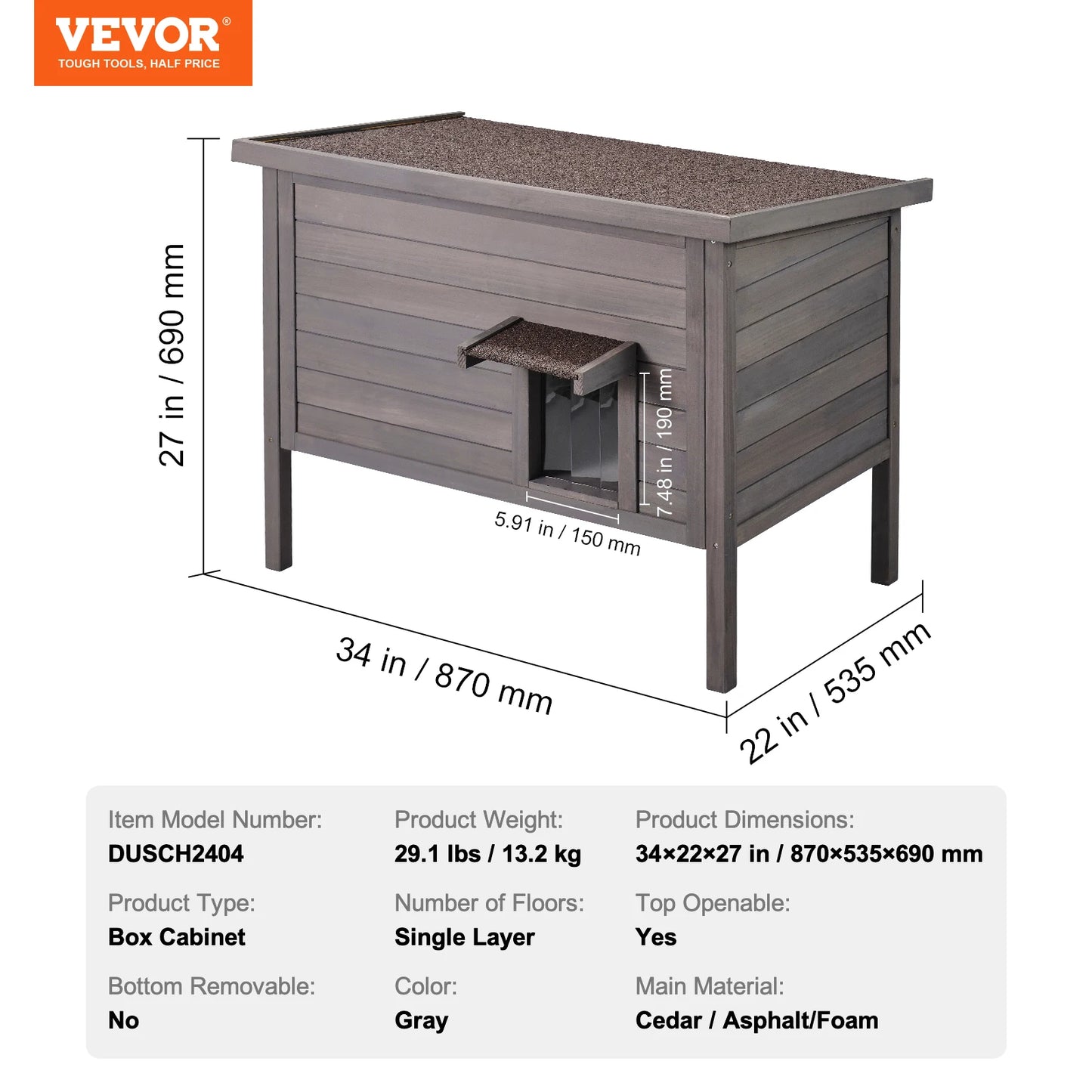 Outdoor Weatherproof Cat House,