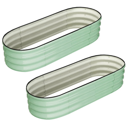Two 4.5x2x1ft Oval Raised Outdoor Garden Beds of Galvanized Metal