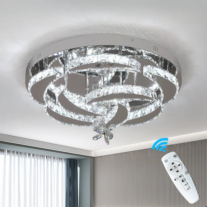 Modern Chandelier Ceiling Lamp; Luxury Crystal Led; Living, Dining Room Decor; Pendant Light; Remote Control Dimmable Luminaire Fixture