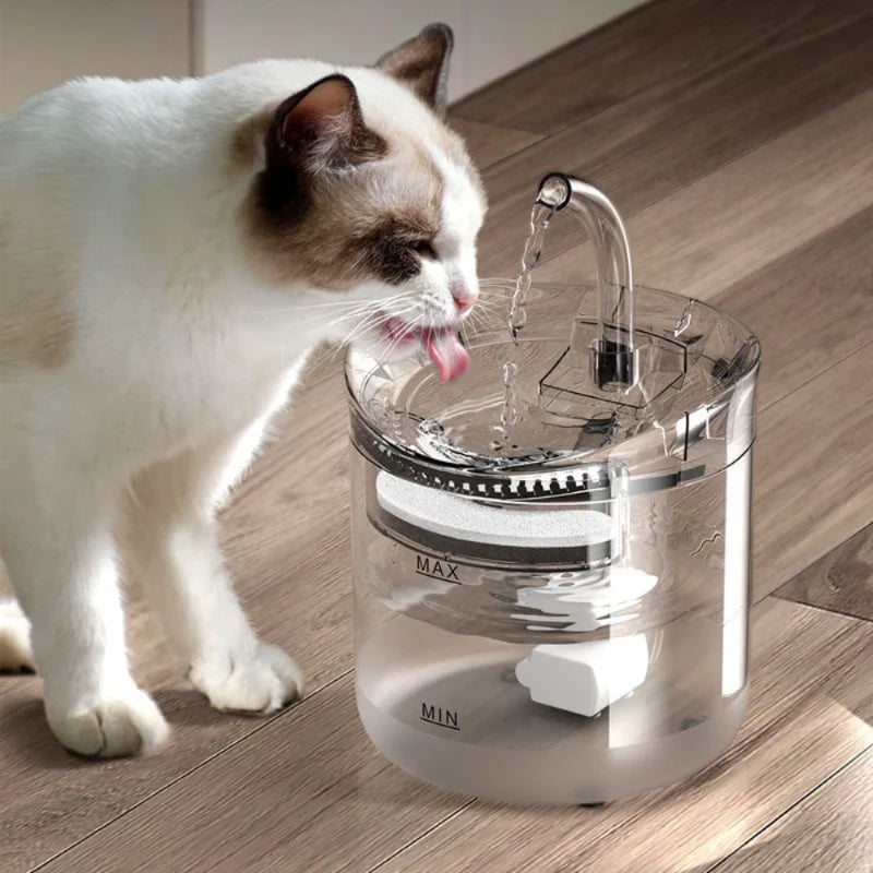 1.8L Smart Pet Water Fountain with Faucet, Filter, LED Indicator, Adjustable Flow, Leak-Proof, Quiet, Energy-Efficient, Easy Clean