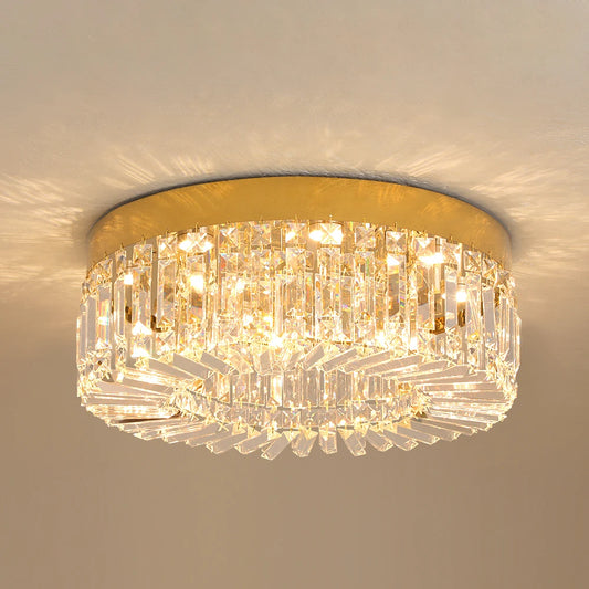 This beautiful crystal ceiling light fixture works for any room in your house. It is made of stainless steel with a modern gold polished finish.  LED bulbs included. Diameter 40 50cm; Not dimmable. Warranty of 2 years 