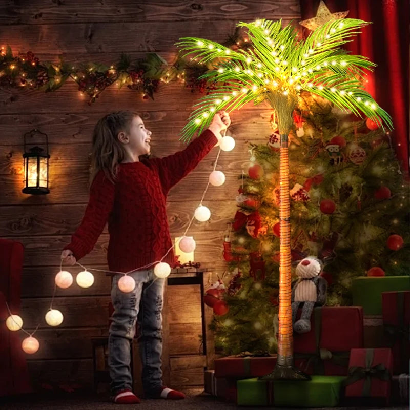 4.6ft Artificial Palm Tree Light with Remote Control for Indoor Home Decor, Pool, Garden Decor, 110 LED Lights Decoration