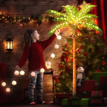 4.6ft Artificial Palm Tree Light with Remote Control for Indoor Home Decor, Pool, Garden Decor, 110 LED Lights Decoration
