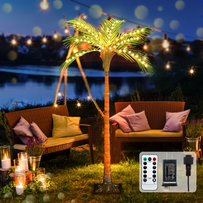 4.6ft Artificial Palm Tree Light with Remote Control for Indoor Home Decor, Pool, Garden Decor, 110 LED Lights Decoration