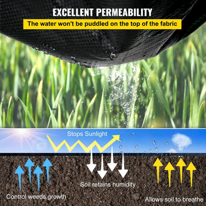 VEVOR 4x300ft 5.8oz Heavy Duty Weed Barrier Fabric - Permeable Dual-Layer Polypropylene Weed Control Mat for Garden, Agriculture