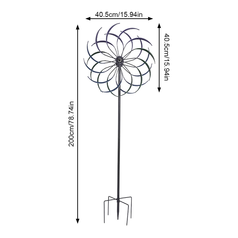Rainbow Color Windmill Double-Layer Outdoor Wind Catcher Wear Resist Yard Ornament