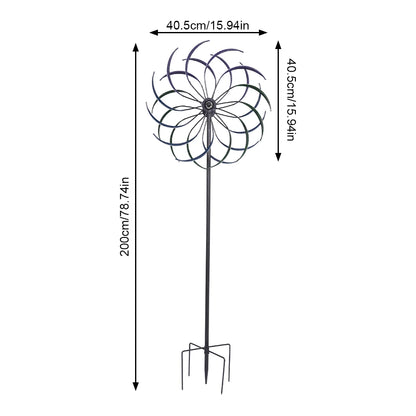 Rainbow Color Windmill Double-Layer Outdoor Wind Catcher Wear Resist Yard Ornament