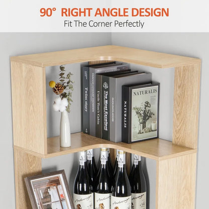 Wooden 5 Tiers Corner Bookcase,