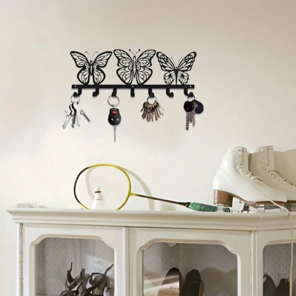 Modern Sleek 7 Hook Butterfly Key Holder – Ideal for Keys & Accessories in Entryways, Offices & More