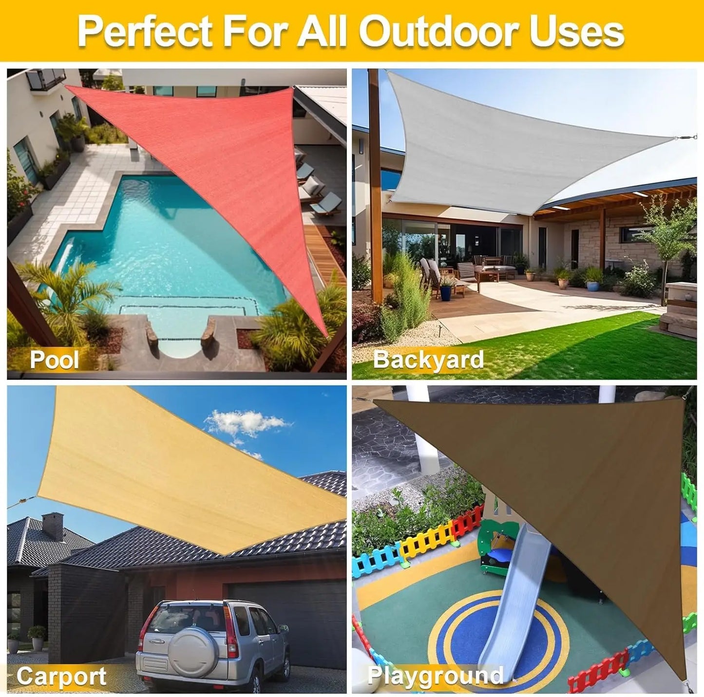 Sun Shade Rectangle Sail Curved 20'X26' Sand Outdoor Shade Cover UV Block Canopy for Patio Garden Backyard Heavy Duty Permeable