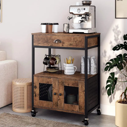 Movable Farmhouse Microwave/Coffee Station Table