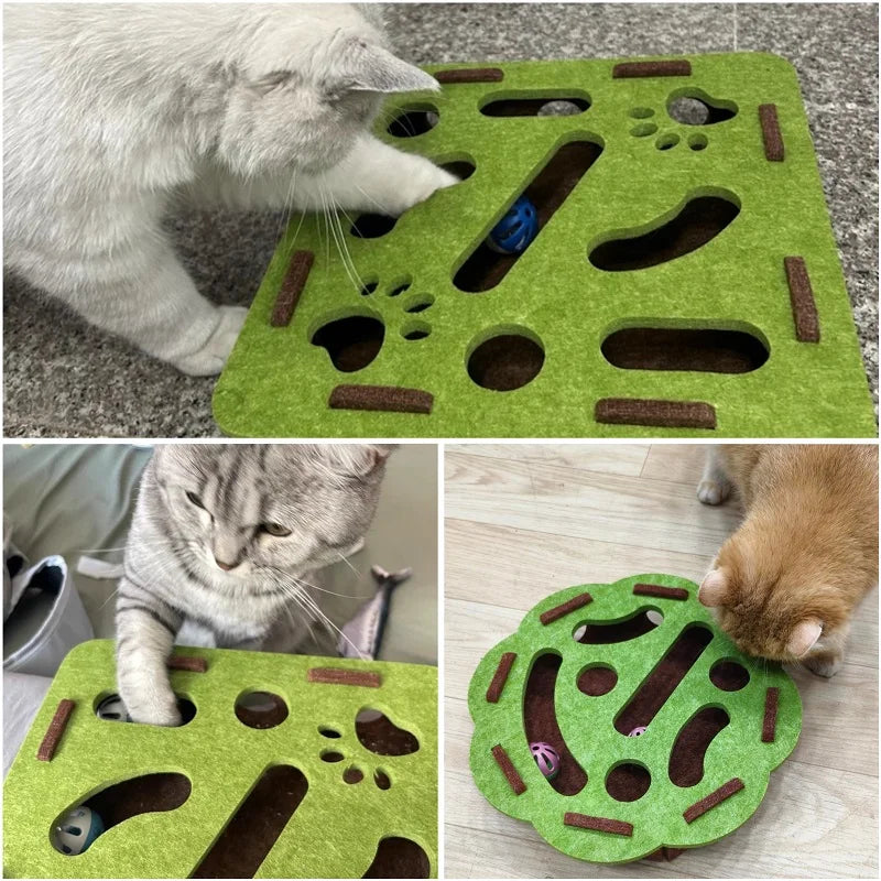 Cat Felt Box Puzzle Maze Toy With Bell