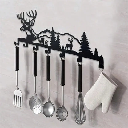 Single-Piece Stylish Deer & Forest-Themed Metal Key Hook – Effortlessly Installable Wall-Mounted Organizer for Entryways