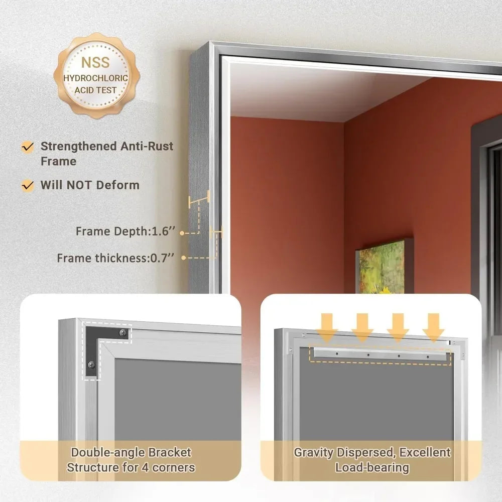 60 x 36 Beveled Framed Brushed Nickel Bathroom Mirror