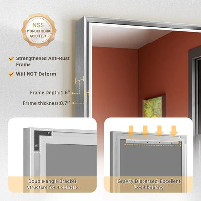 60 x 36 Beveled Framed Brushed Nickel Bathroom Mirror