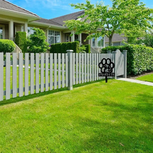 Metal Stake Garden Decor Outdoor Decorations Metal Yard Art Dog Footprint Lawn Ornaments Sturdy Cute Garden Statues Animal