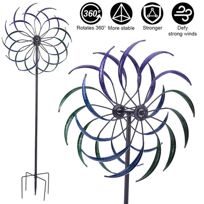 Rainbow Color Windmill Double-Layer Outdoor Wind Catcher Wear Resist Yard Ornament