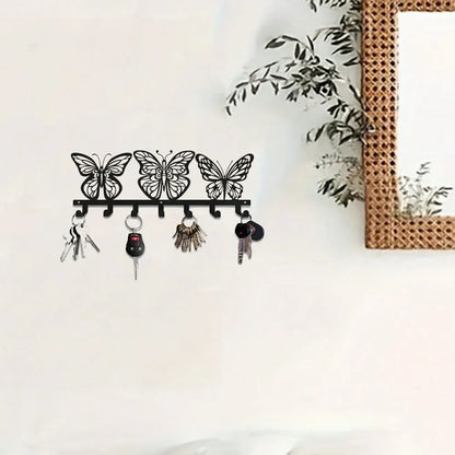 Modern Sleek 7 Hook Butterfly Key Holder – Ideal for Keys & Accessories in Entryways, Offices & More