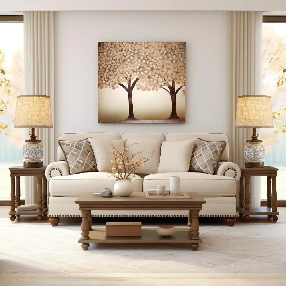 Customizable-19.5" Farmhouse Bedside Table Lamps; Set Of 2 Rustic Lamps For Nightstand Bedroom With USB Ports; Vintage Traditional